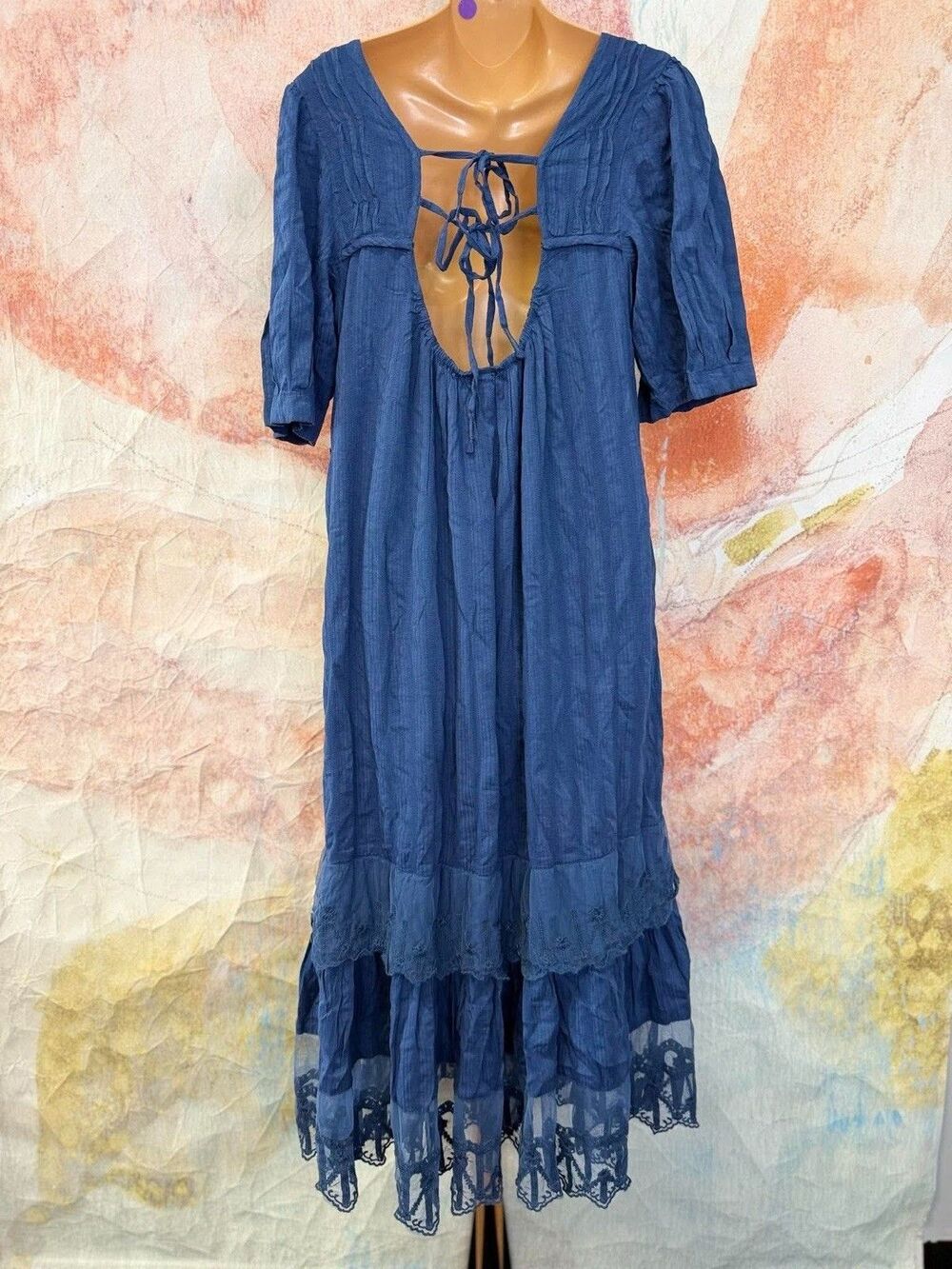 Free People Bohemian Cottage Americana Star Lace Calder Midi Dress - Picture 7 of 8